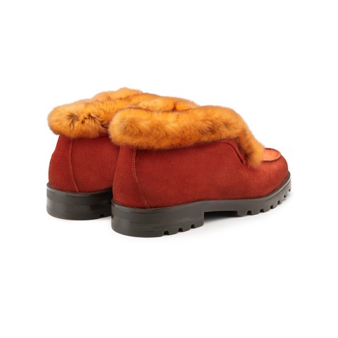 Stivaletto desert con pelliccia da donna in suede arancione - Santoni - 3
