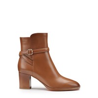 Women's light brown leather mid-heel ankle boot - Santoni - 1