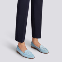 Women's light blue suede Carla loafer - Santoni - 2