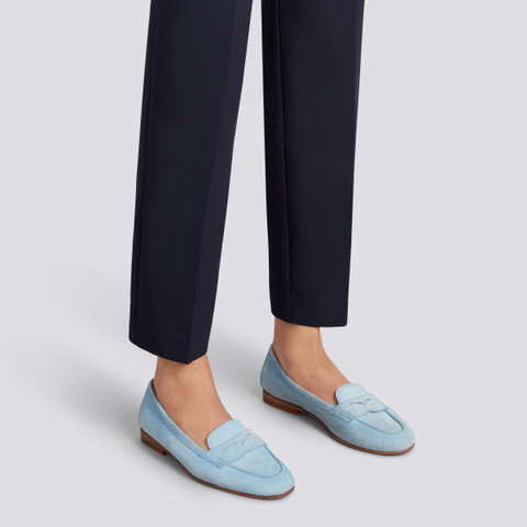 Women's light blue suede Carla loafer - Santoni - 2