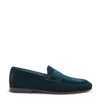 Men's green suede Carlo penny loafer - Santoni - 1