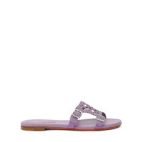 Claquette à double boucle en cuir tressé lilas pour femme - Santoni - 1