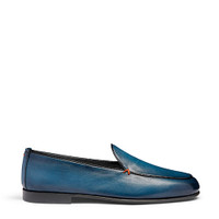 Men's blue leather loafer - Santoni - 1