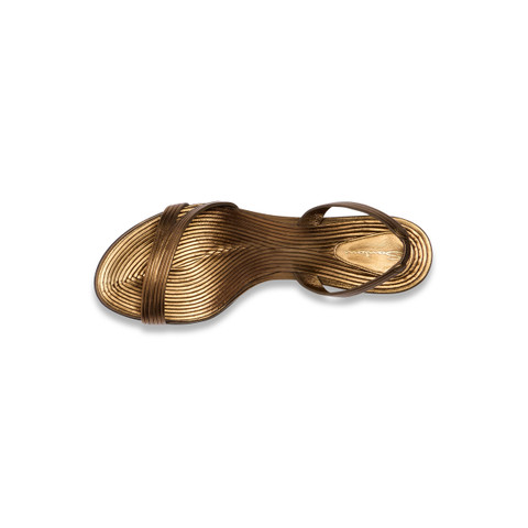 Women's gold leather mid-heel sandal - Santoni - 5