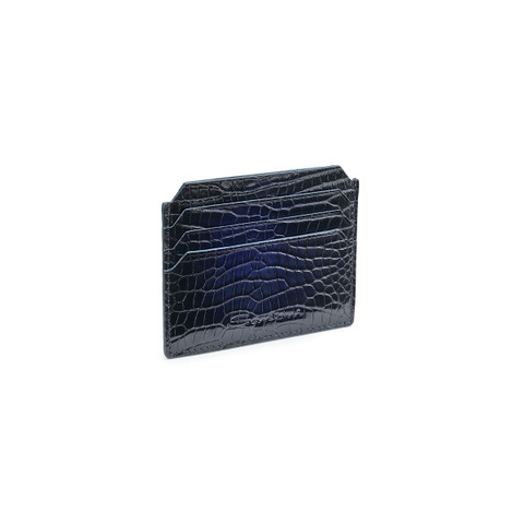 Blue alligator leather credit card holder - Santoni - 2