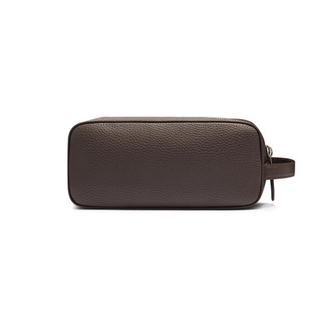 Dark brown tumbled leather beauty case - Santoni - 4