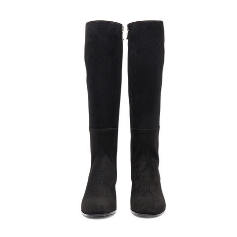 Women&rsquo;s black suede mid-heel boot - Santoni - 4