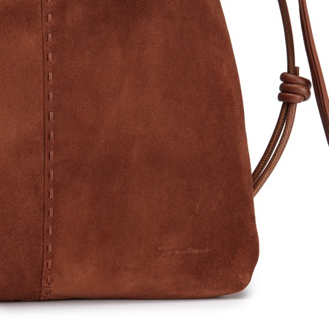 Brown suede crossbody bag - Santoni - 5