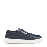 Sneaker en cuir et nylon bleu pour homme - Santoni - 1
