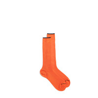 Orange Filo di Scozia mercerised cotton crew socks - Santoni - 1