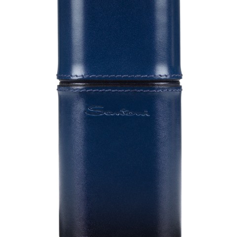 Cohiba cigar case in cedar wood covered in blue leather - Santoni - 4
