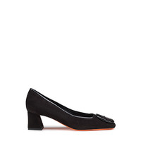 Women's black suede mid-heel pump - Santoni - 1