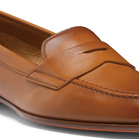 Women’s brown leather penny loafer - Santoni - 5