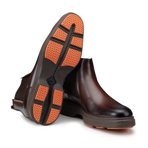 Men's dark brown leather Easy Nova ankle boot - Santoni - 4