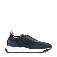 Men's blue stretch knit sneaker - Santoni - 1