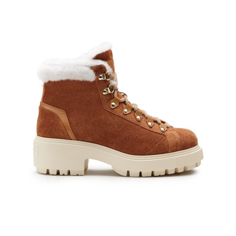 Women's brown suede hiking boot - Santoni - 1