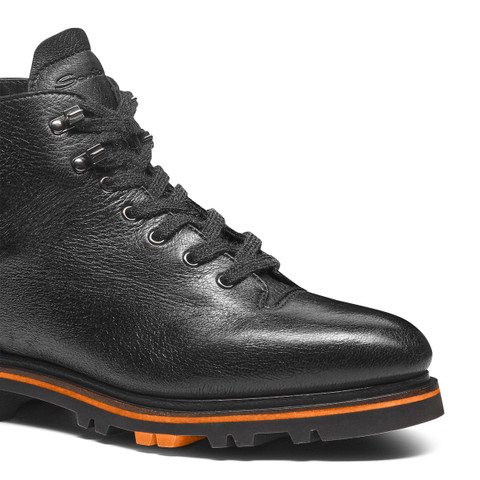 Men's black leather hiking boot - Santoni - 5