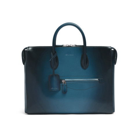 Blue leather laptop bag - Santoni - 1
