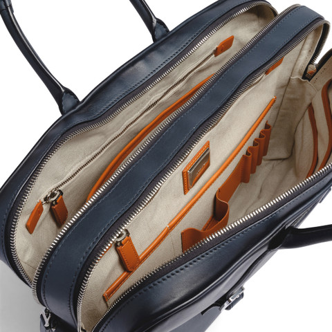 Blue leather laptop bag - Santoni - 5