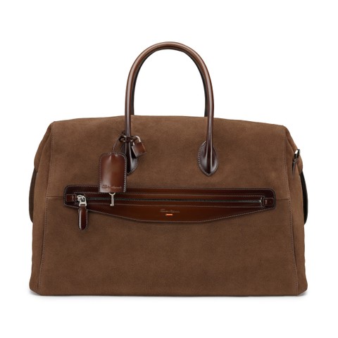 Borsa da viaggio in suede e pelle marrone - Santoni - 1