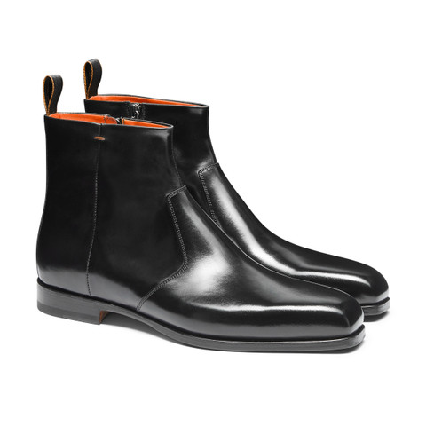 Men's black leather ankle boot - Santoni - 3