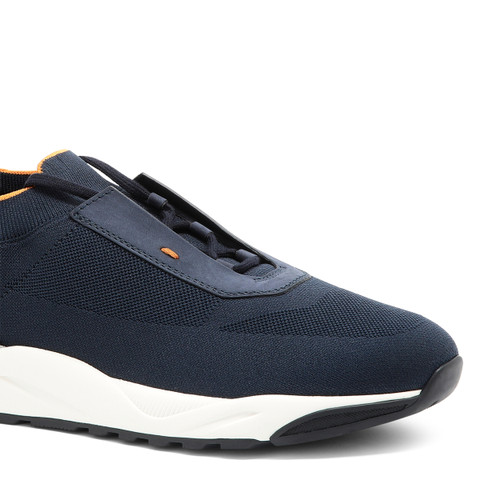 Men's blue stretch knit sneaker - Santoni - 6