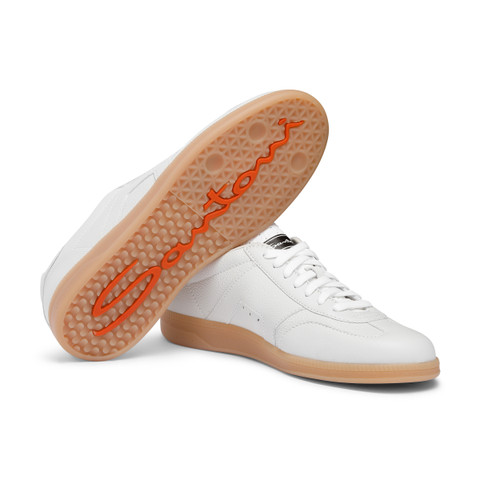 Men's white tumbled leather DBS Oly sneaker - Santoni - 4