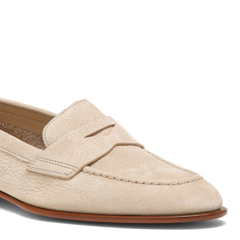 Mocassino penny da donna in nabuk rosa - Santoni - 6