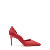 Women's red leather high-heel pump - Santoni - 1