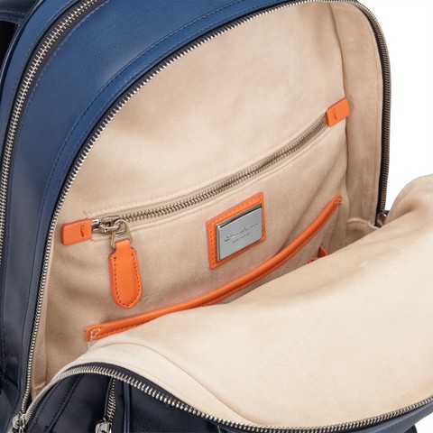 Blue leather backpack - Santoni - 3
