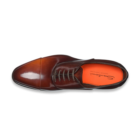 Men's orange leather Oxford shoe - Santoni - 4