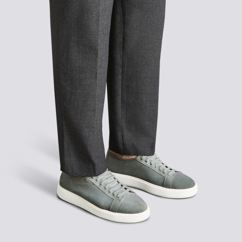 Sneaker da uomo in suede verde - Santoni - 2