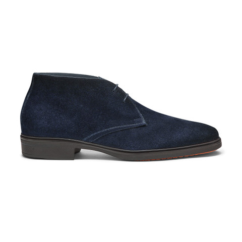 Men's blue suede Easy desert boot - Santoni - 1