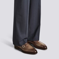 Men's brown leather single-monk loafer - Santoni - 2