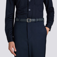 Blauer verstellbarer Gürtel aus getrommeltem Leder - Santoni - 2