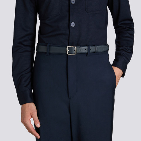 Ceinture réglable en cuir foulonné bleu - Santoni - 2