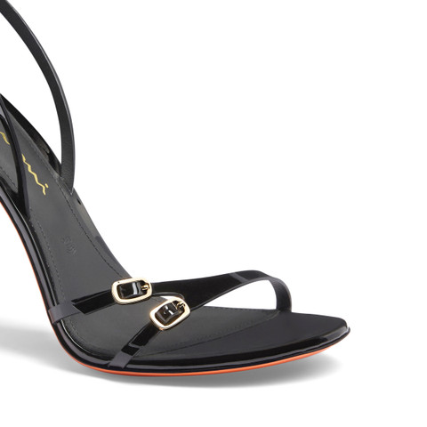 Women's black patent leather high-heel sandal - Santoni - 6