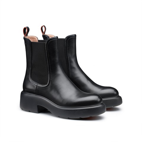 Women's black leather Easy Bubble ankle boot - Santoni - 3
