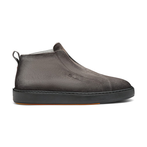 Men's grey suede slip-on sneaker - Santoni - 1