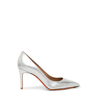 Women's silver laminated leather high-heel pump - Santoni - 1
