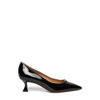 Women's black patent leather mid-heel pump - Santoni - 1
