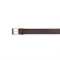 Dunkelbrauner verstellbarer G&uuml;rtel aus gewalktem Leder - Santoni - 2
