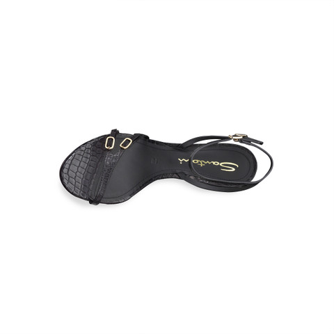 Women's black crocodile leather high-heel sandal - Santoni - 4