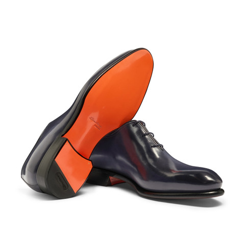 Men's blue leather Oxford shoe - Santoni - 5