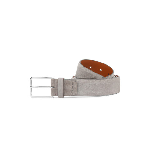 Men's taupe suede adjustable belt - Santoni - 1