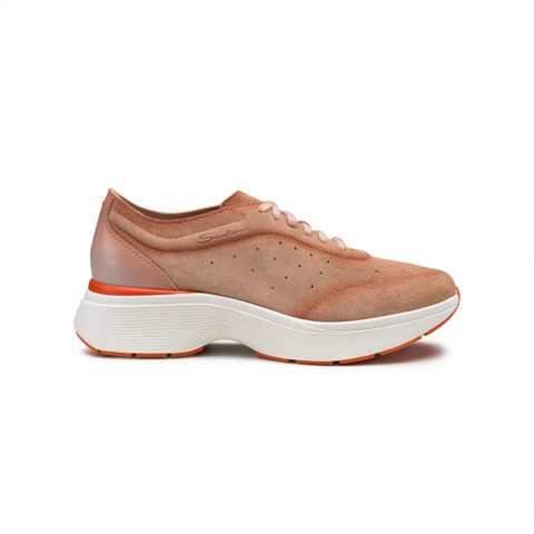 Women's pink suede Easy Bounce sneaker - Santoni - 1