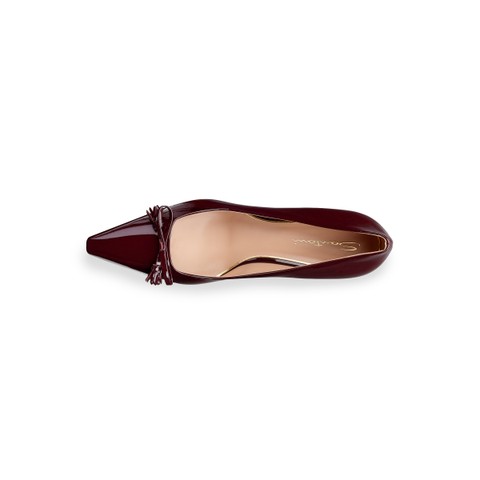 Women's burgundy patent leather mid-heel pump - Santoni - 5