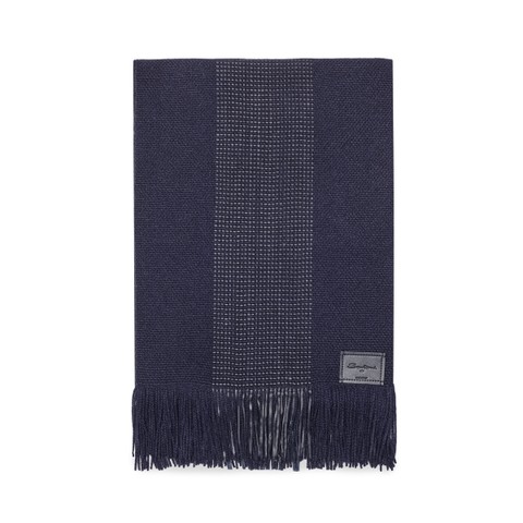 Blue cashmere scarf with leather details - Santoni - 1