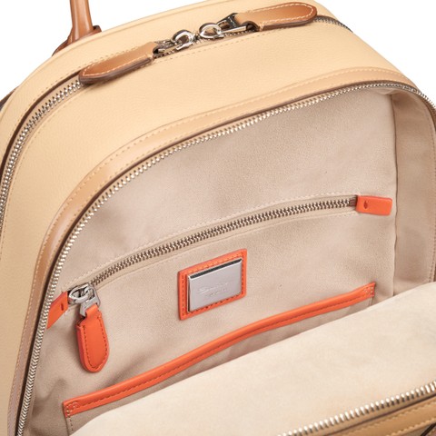 Beige tumbled leather backpack - Santoni - 2