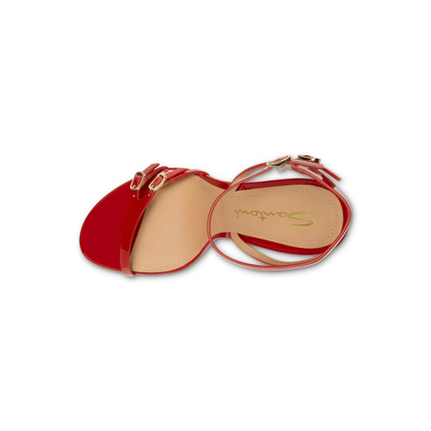 Women's red patent leather high-heel sandal - Santoni - 5